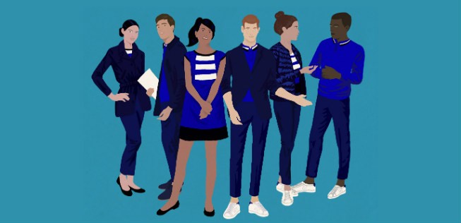 Eine Mischung aus Equipe Tricolore und Hipster - so sieht Air France die Crews von Joon.