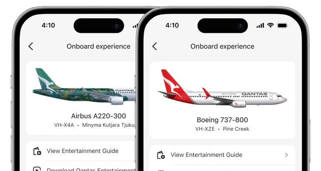 qantas app flugzeuge