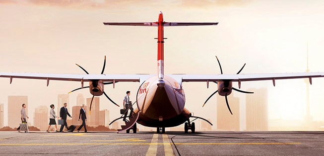 Flieger von ATR. Mehr als 80 Plätze bringt man nicht rein.