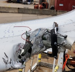 Der Schaden am A321 von American Airlines: Kennzeichen N114NN.