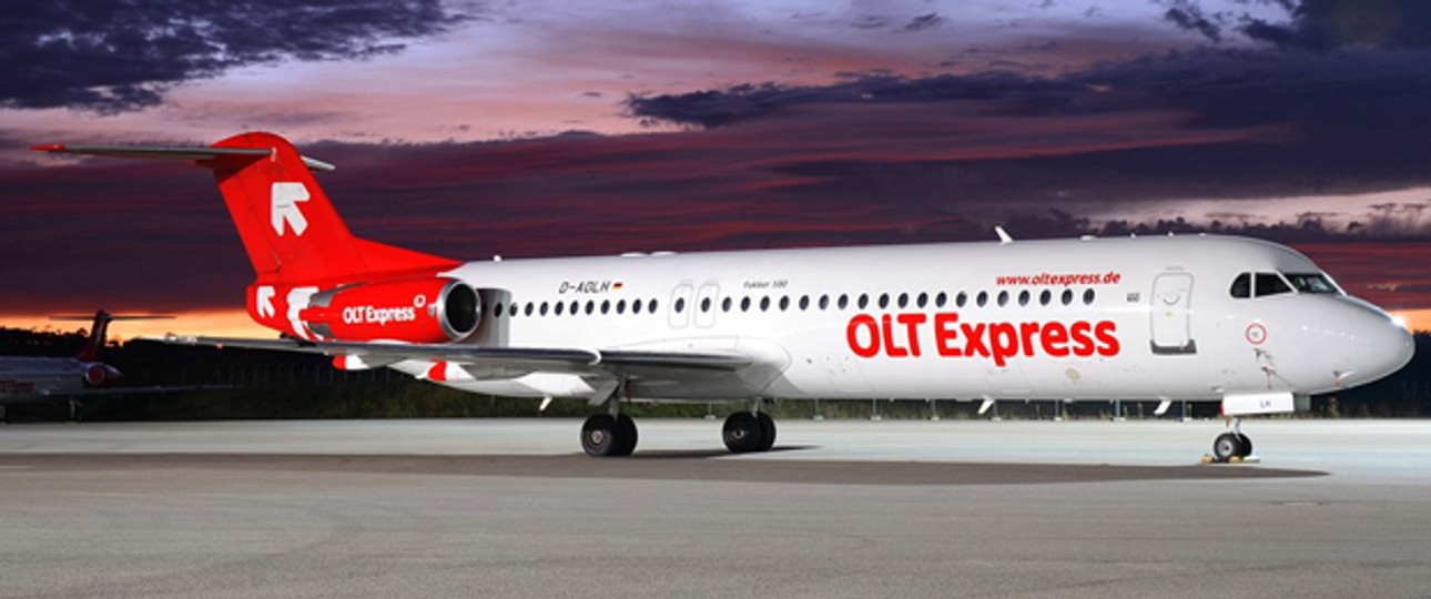 Fokker 100 von OLT Express: Fliegt nicht mehr.