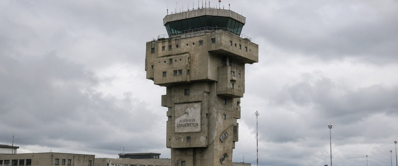 Flughafen Grauenstein (Computergrafik): Weder den Airport noch den Kontrollturm gibt es - zum Glück.