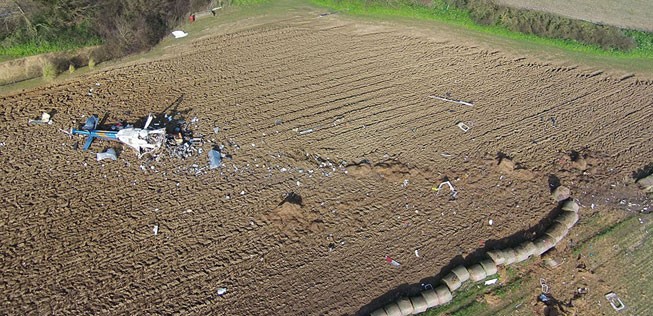 Bei diesem Helikopter-Absturz setzte die britische Flugunfallbehörde 2014 zum ersten Mal eine Drohne ein.