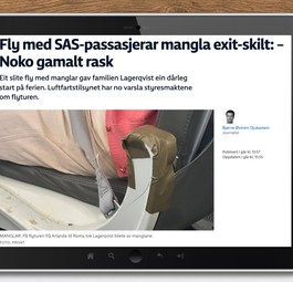 Bericht in der Zeitung NRK: Armlehne mit Klebeband.