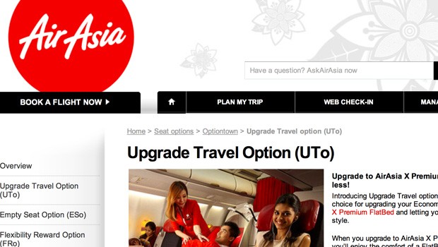 ...den Fluggästen eine Reihe an Upgrade-Möglichkeiten online an.