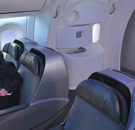 Passagierin im Dreamliner: Die Fenstr lassen sich elektrisch dimmen.