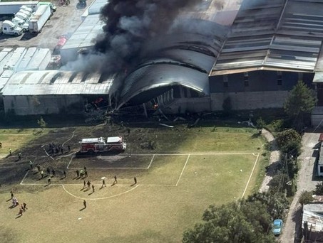 Absturzstelle der Citation: Das Flugzeug krachte in eine Werrkstatt.
