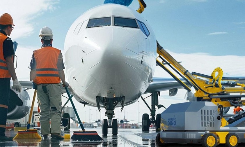 Boeing 737: Das Flugzeug wird von Insektenresten befreit.