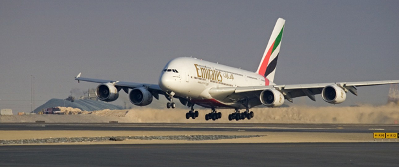 Landung eines A380 von Emirates: In Wien nicht erlaubt.