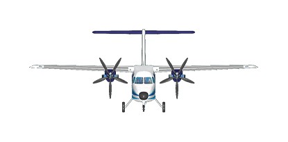 Ein Blick auf die Turboprop-Maschine von vorne.