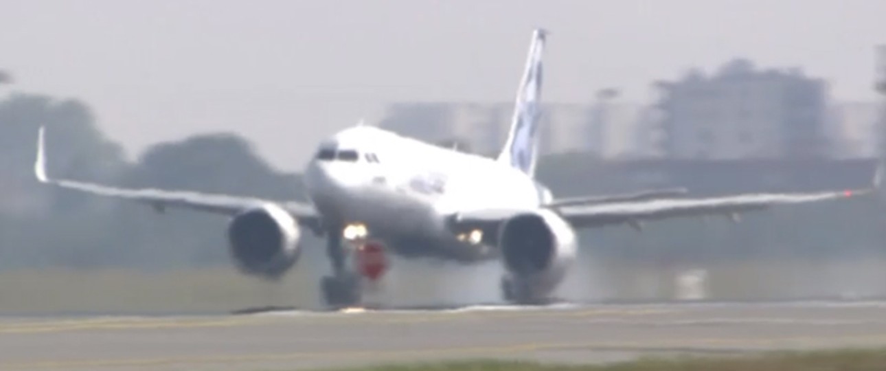 Touchdown: A320 Neo bei der Landung.
