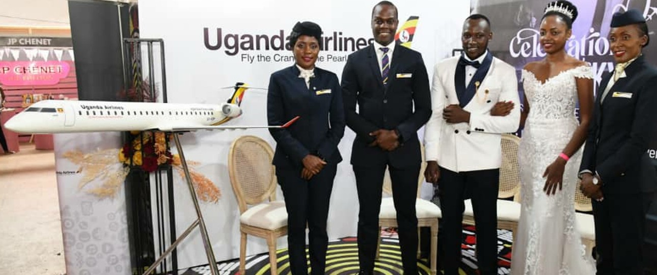 Uganda Airlines auf der Hochzeitsmesse: Modell einer CRJ 900.