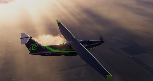 Microliner in der Luft: Die Animation zeigt, wie das Flugzeug aussehen soll.