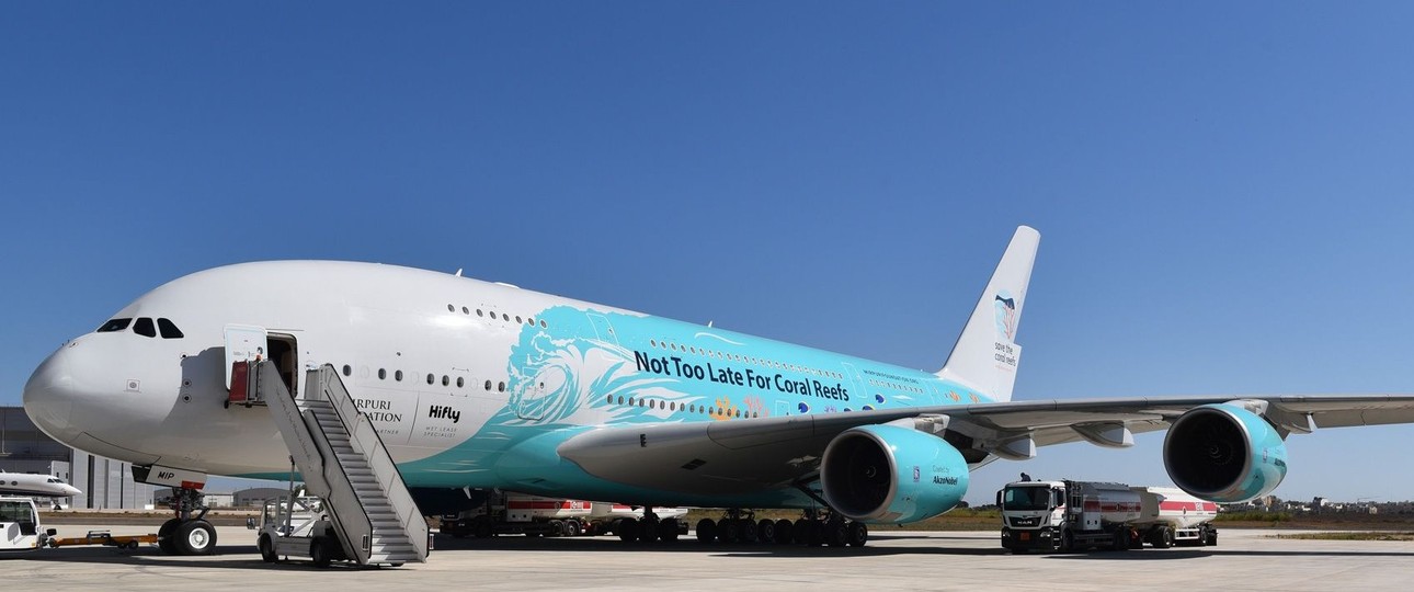 Airbus A380 mit der Seriennnummer 006: Flog einst in diesem Design für Hi Fly.