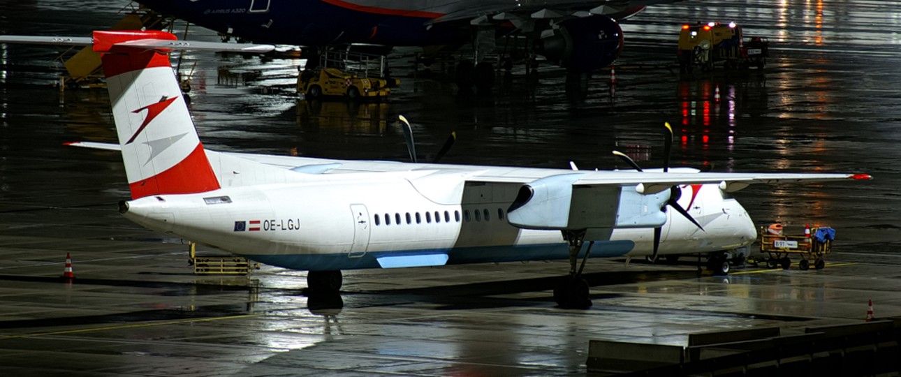 Dash 8 von Austrian Airlines mit dem Kennzeichen OE-LGJ: Fliegen noch etwas weiter.