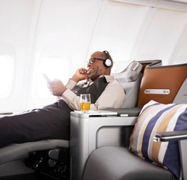 Business Class von Lufthansa: Stellen Sie sich das nun in Lila vor, und sie haben eine Ahnung wie die Business Class von Eurowings aussehen könnte.