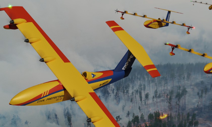 Erfolgreicher Beitrag: Dipper ist ein hybrid-elektrisches Amphibienflugzeug, entworfen vom Team der DHBW Ravensburg. Verteilte elektrische Antriebe durch sechs gegenläufige Propeller entlang der Spannweite sowie zwei Propeller an den Flügelspitzen steigern die aerodynamischen Eigenschaften. Diese Konfiguration erlaubt kurze Strecken für Start, Landung und Wasseraufnahme auf Wasserfreiflächen. Die Luftfahrzeugflotte besteht aus sechs Vehikeln, die über die zusätzlich entwickelte Software Aegis ferngesteuert, koordiniert und überwacht werden. Das Flugzeug kann zudem als Transport- oder Forschungsflugzeug in entlegenen und rauen Gebieten eingesetzt werden. Darüber hinaus ist auch eine Umrüstung für humanitäre Missionen nach Naturkatastrophen möglich.