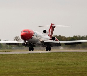 Boeing 727 landet am 28. April am Flughafen Doncaster Sheffield: Es war die erste Landung eines großen Flugzeugs seit 2022.