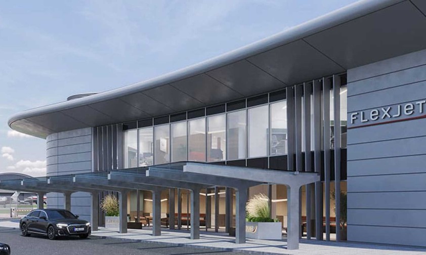 Das Flexjet-Terminal von außen: Es soll sich nahtlos in die umgebende Architektur anpassen.