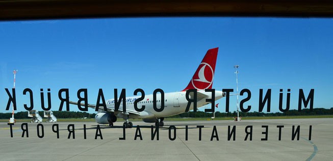 Maschine von Turkish Airlines am Flughafen Münster/Osnabrück: Im Winter sieht man sie nicht mehr.