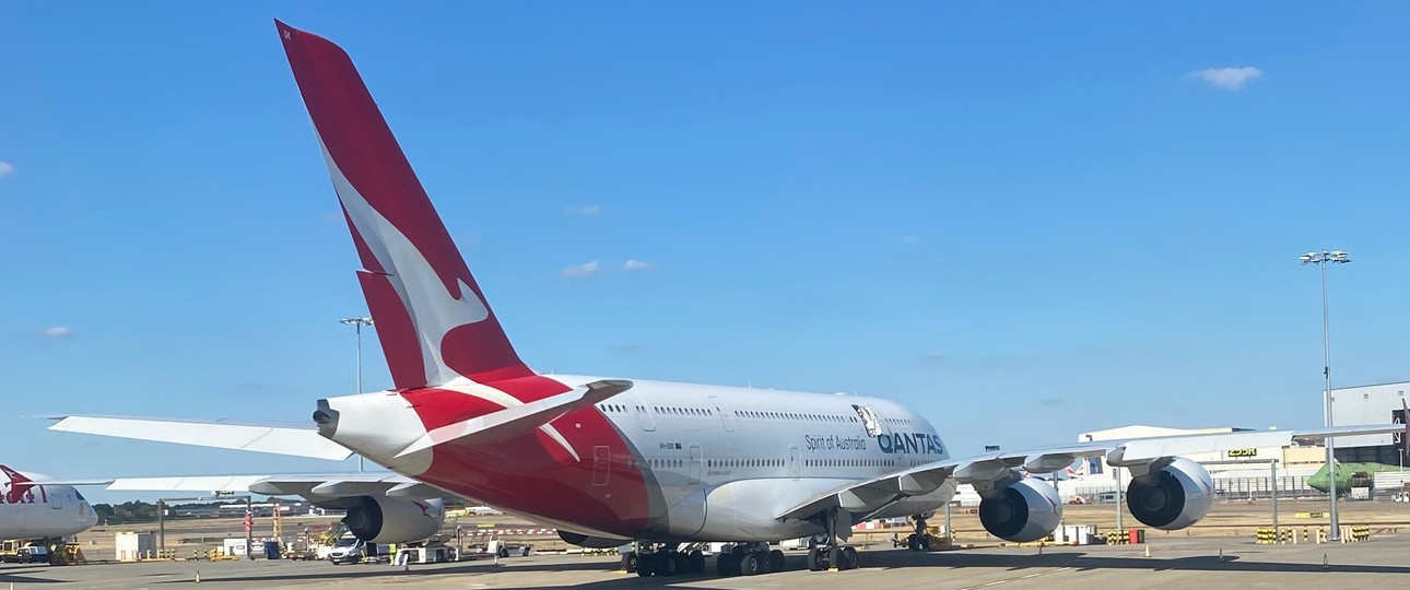 Airbus A380 von Qantas in Heathrow: Unangenehme Folgen des Heathrow-Chaos.