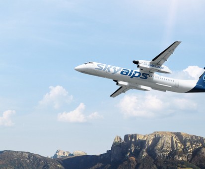 Dash 8 in den Farben von Sky Alps: Erstflug in Sicht.
