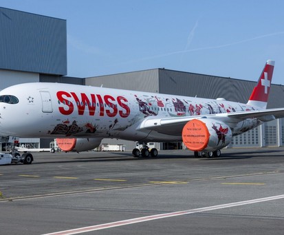 Airbus A350 von Swiss: Die Bemalung ist eine Hommage an die Vielfältigkeit der Schweiz.