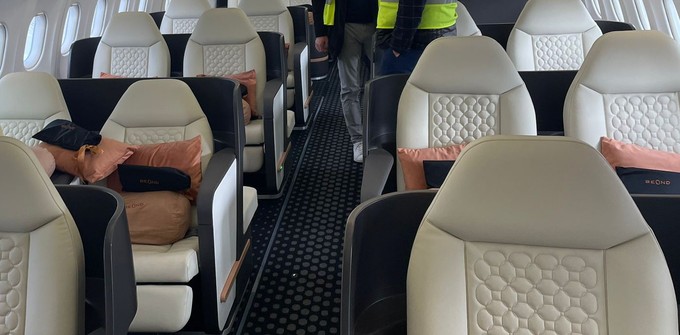 Die aktuelle Kabine des Airbus A319 von Beond.