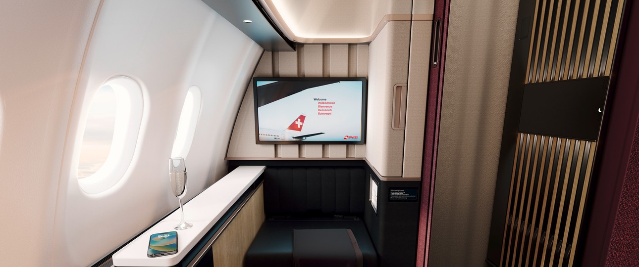 Die neue First Class von Swiss besitzt eine große Suite.