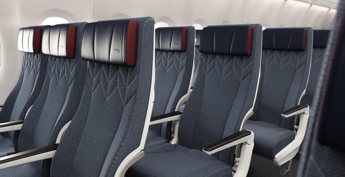 Die neuen Sitze der Economy Class. Hier wird die Anzahl deutlich reduziert, von 303 auf 215. 