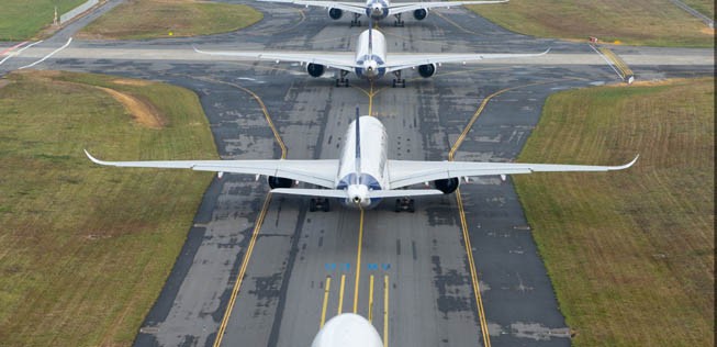 A350 auf dem Weg zum Start: Sunline setzt auf den Flugzeugtyp.