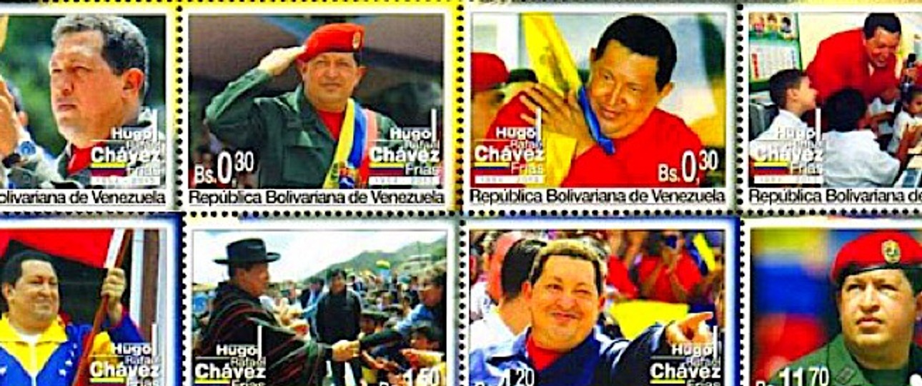 Briefmarken zu Ehren von Hugo Chavez: Venezuela zerfällt, die Regierung versucht die Lage mit Personenkult zu beschönigen.