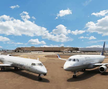 Flugzeuge von Mesa Airlines: Die Airline führt Flüge für American Eagle und United Express durch.