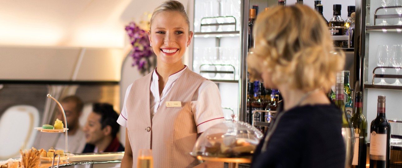 Bordbar im Airbus A380 von Emirates: Ein spezielles Extra.