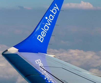 Blick aus dem Fenster eines Belavia-Jets: Die Fluglinie gibt sich kämpferisch.
