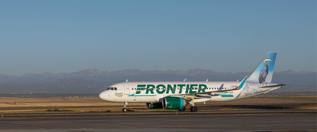 Frontier-Jet: Die Airline betreibt eine komplett geleaste Flotte.