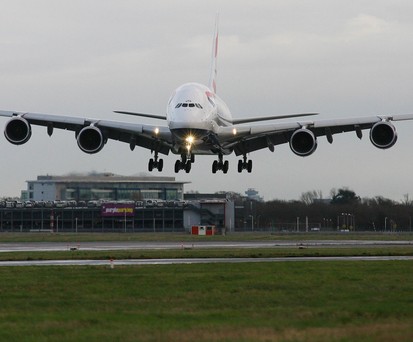 british airways airbus a380 landing london heathrow-ref42999