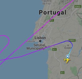 Die Flugroute von Hi Flys A380: Herziger Umweg auf dem Weg nach Toulouse.