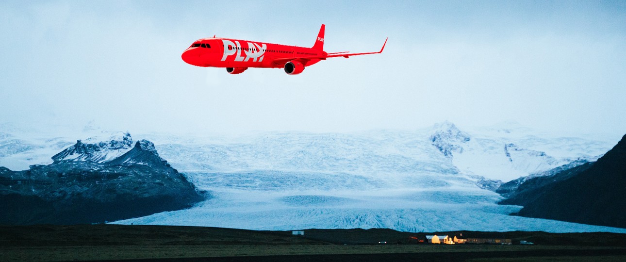 Flieger von Play über Island: Dieses Jahr will die Airline mit Airbus A321 abheben.