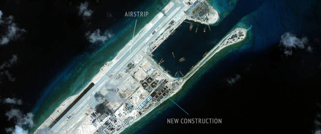 Das Riff Fiery Cross: China baut auf den Spratly-Insel Flughäfen.