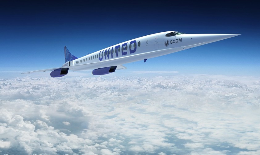 Boom Overture in den Farben von United: Newark - Frankfurt in vier Stunden.