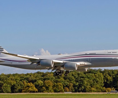 Boeing 747-8 mit dem Kennzeichen A7-HBJ: Bekommt sie Donald Trump als Übergangs-Air Force One?