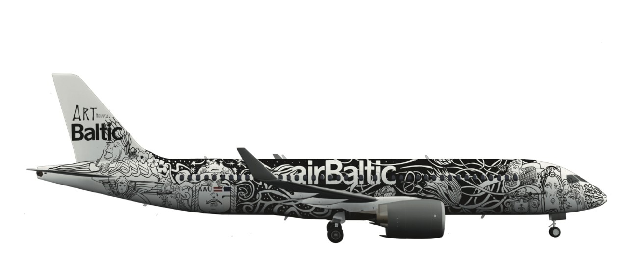 Die 21 Finalisten im Design-Wettbewerb für die Speziallackierung von Air Baltics 50. Airbus A220-300.
