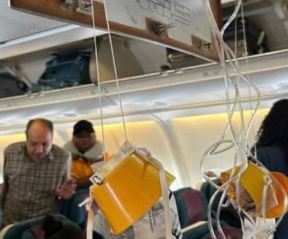 Bilder aus der Kabine von Flug QR1499: Der A330-200 wurde von scheren Turbulenzen getroffen.