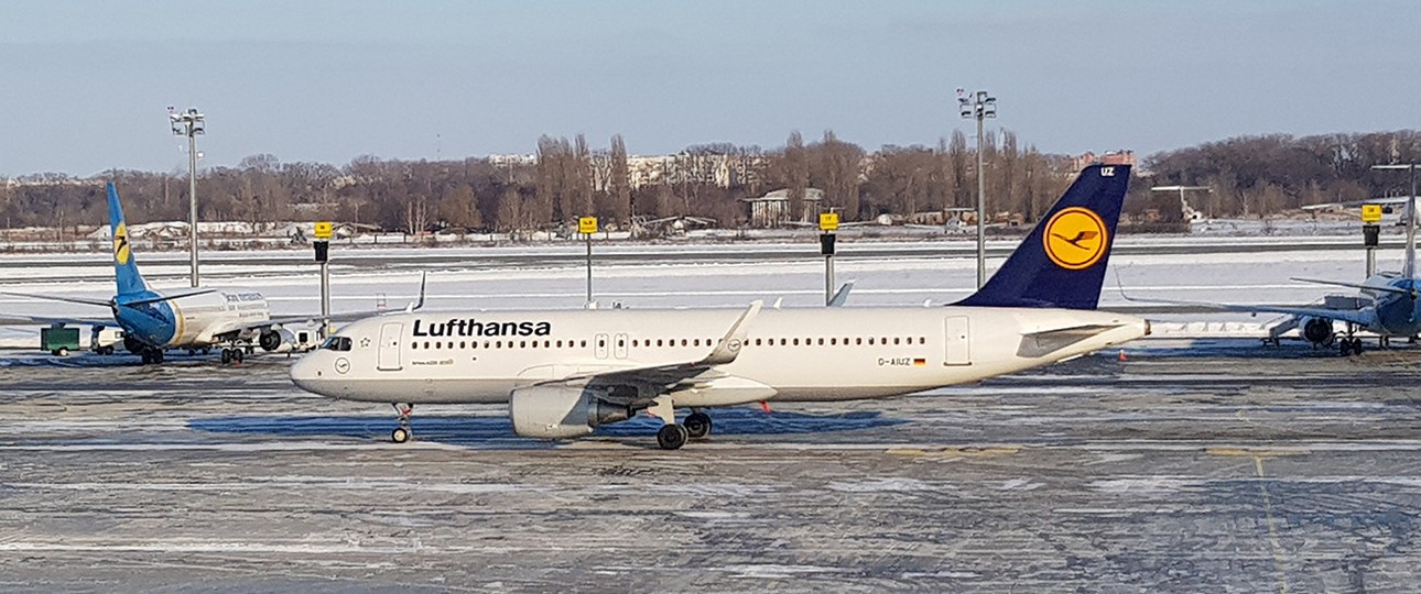 Lufthansa A320 in Kiew: Ab Montag wird die Flugverbindung vorerst eingestellt.