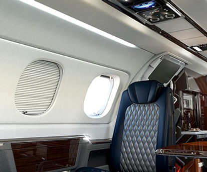 Kabine der Phenom 300E: Futuristisch und geräumig.
