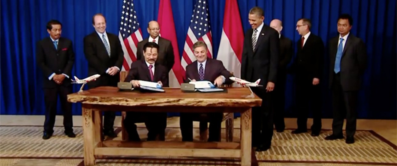 Vertragsunterzeichnung von Boeing und Lion Air: Sogar US-Präsident Obama war nach Indonesien gereist.