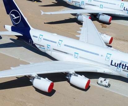 Airbus A380 von Lufthansa in Teruel: Sechs Superjumbos gehen an Airbus.