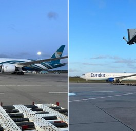Jets von Oman Air und Condor am Flughafen Hahn: Notlösung.