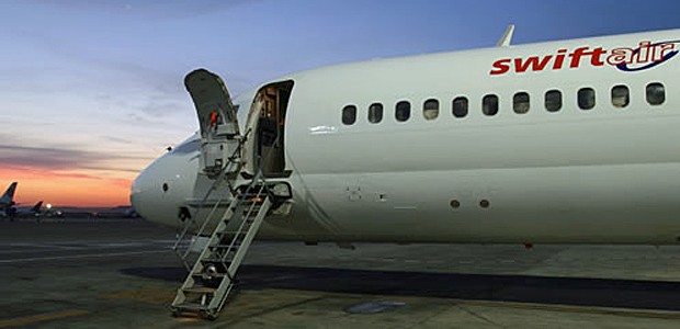 MD83 von Swiftair: Eine Maschine hatte in Frankfurt Probleme.